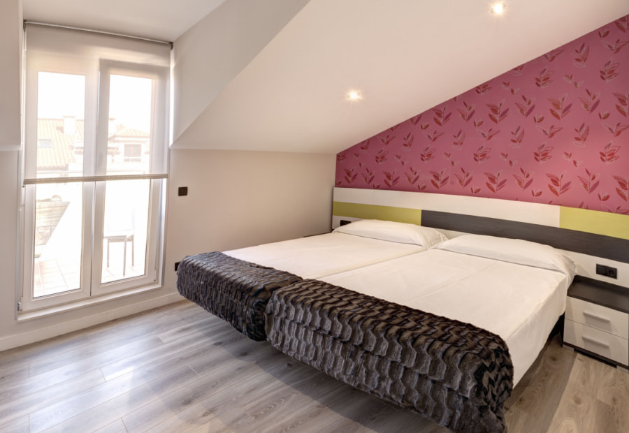 Accommodation with two single beds and terrace